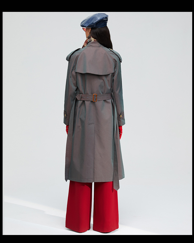 Title 8, Trench coat da donna a doppiopetto con righe co...