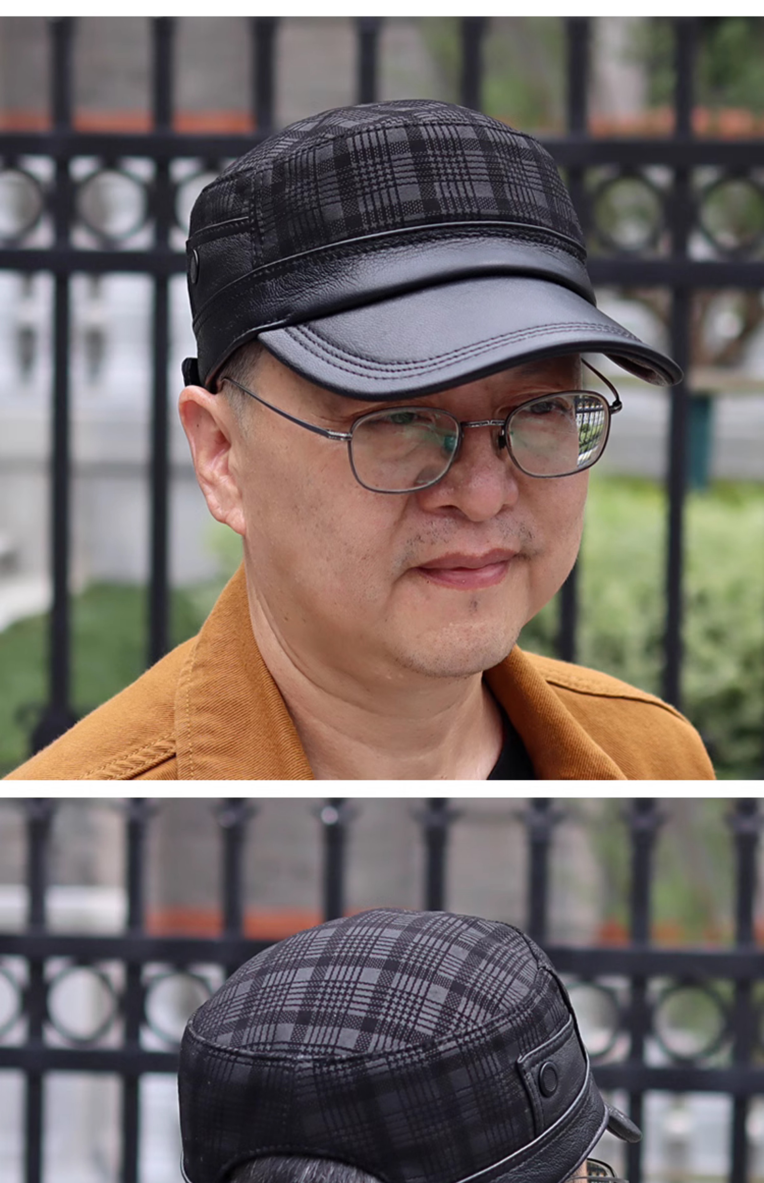 Flat-top Men's Sheepskin Newsboy Cap