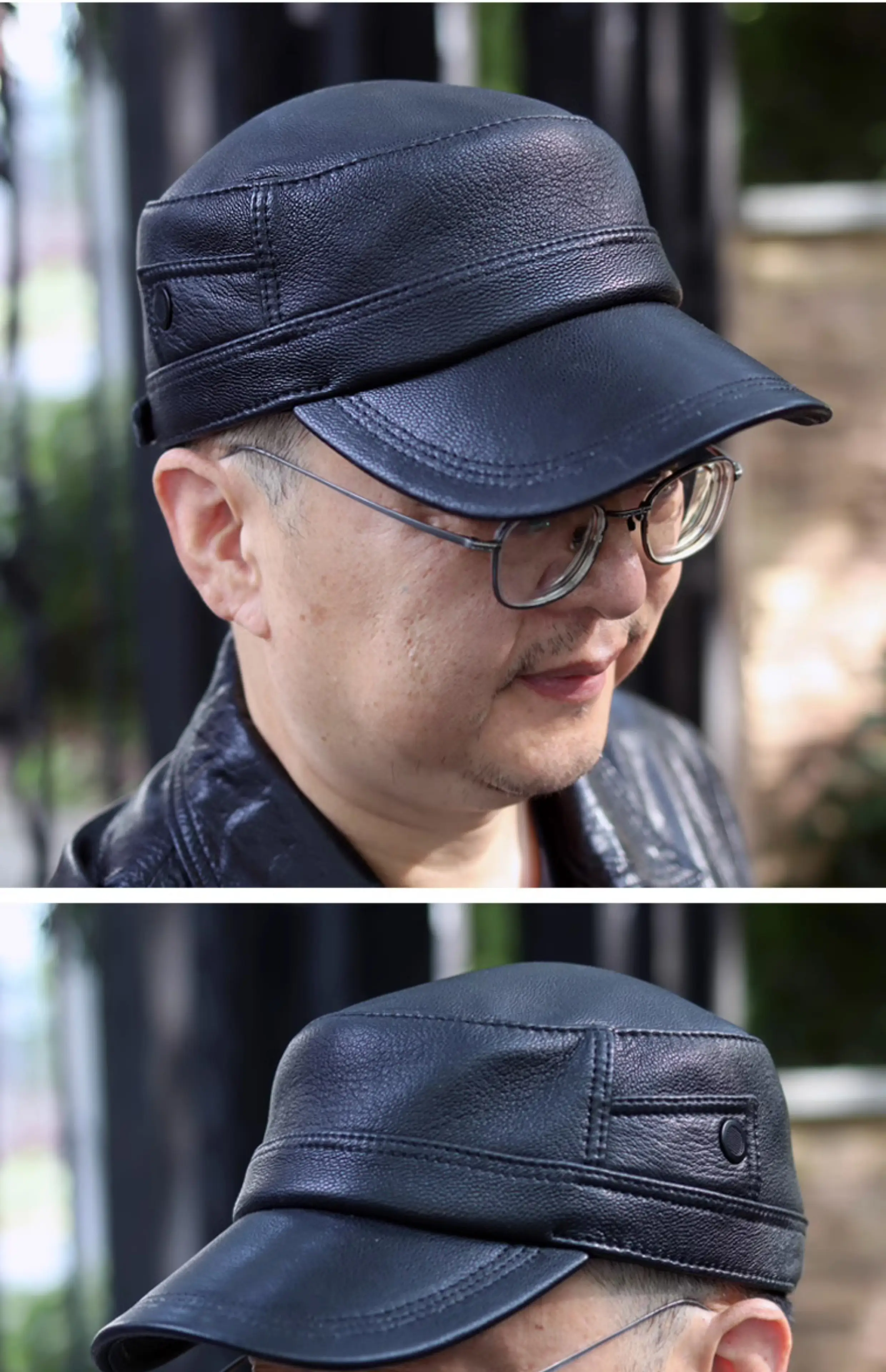 Flat-top Men's Sheepskin Newsboy Cap