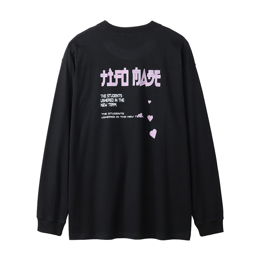 Portrait Heart Shape Printed Long Sleeve Men's Ins