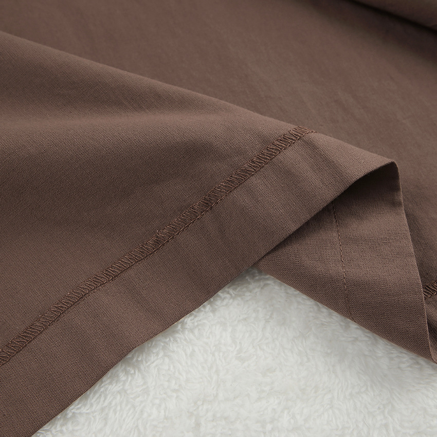 Title 5, Simple Pure Cotton Brown Long Sleeve Nightgown ...