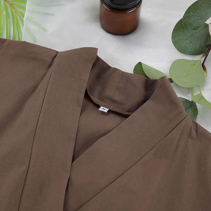 Title 8, Simple Pure Cotton Brown Long Sleeve Nightgown ...