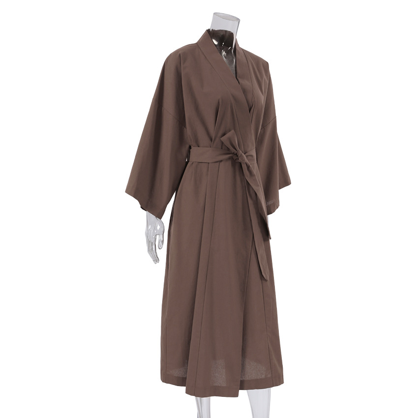 Title 11, Simple Pure Cotton Brown Long Sleeve Nightgown ...