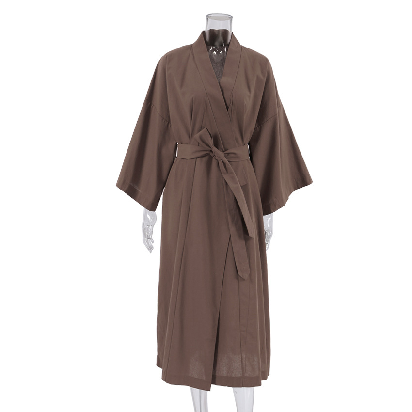 Title 13, Simple Pure Cotton Brown Long Sleeve Nightgown ...