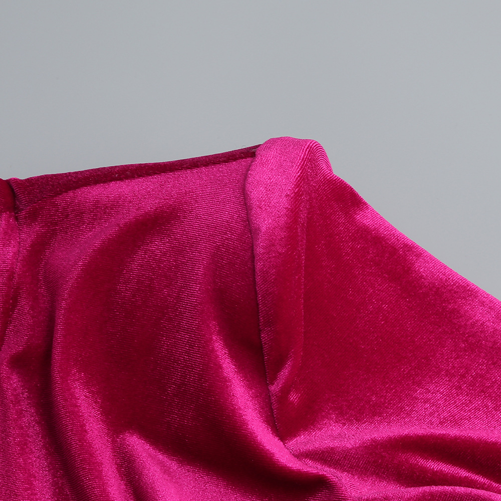 Velvet Round-Neck Long-Sleeve Dress, picture 4 of 9
