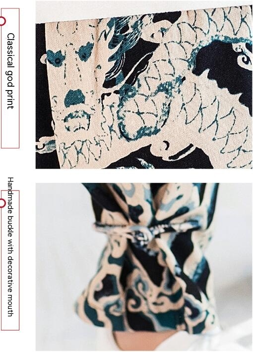 Wind Dragon Pattern Printed Plus Size Cotton And Linen Bloomers Men