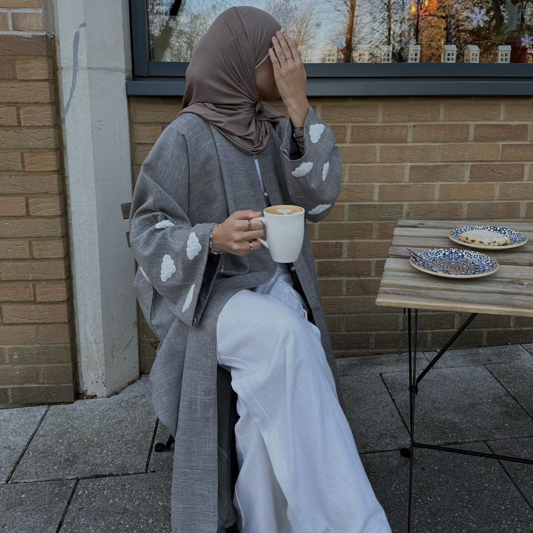 Title 5, DUBAI Turkse Elegante Cardigan Robe met Wolkenb...