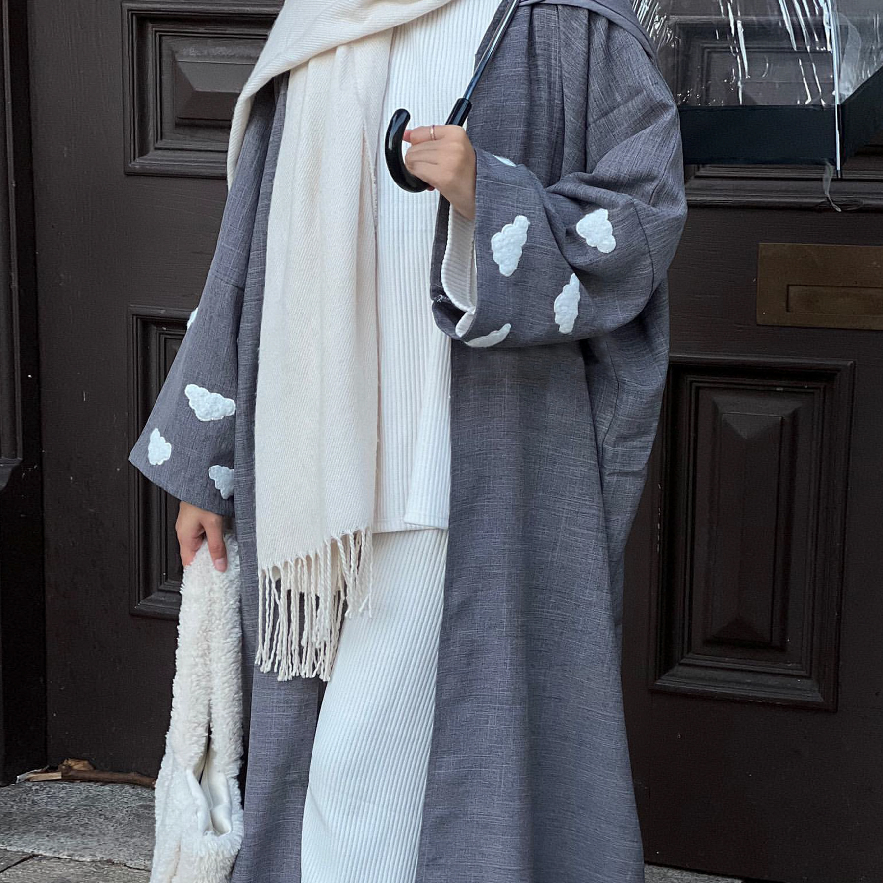 Title 12, DUBAI Turkse Elegante Cardigan Robe met Wolkenb...