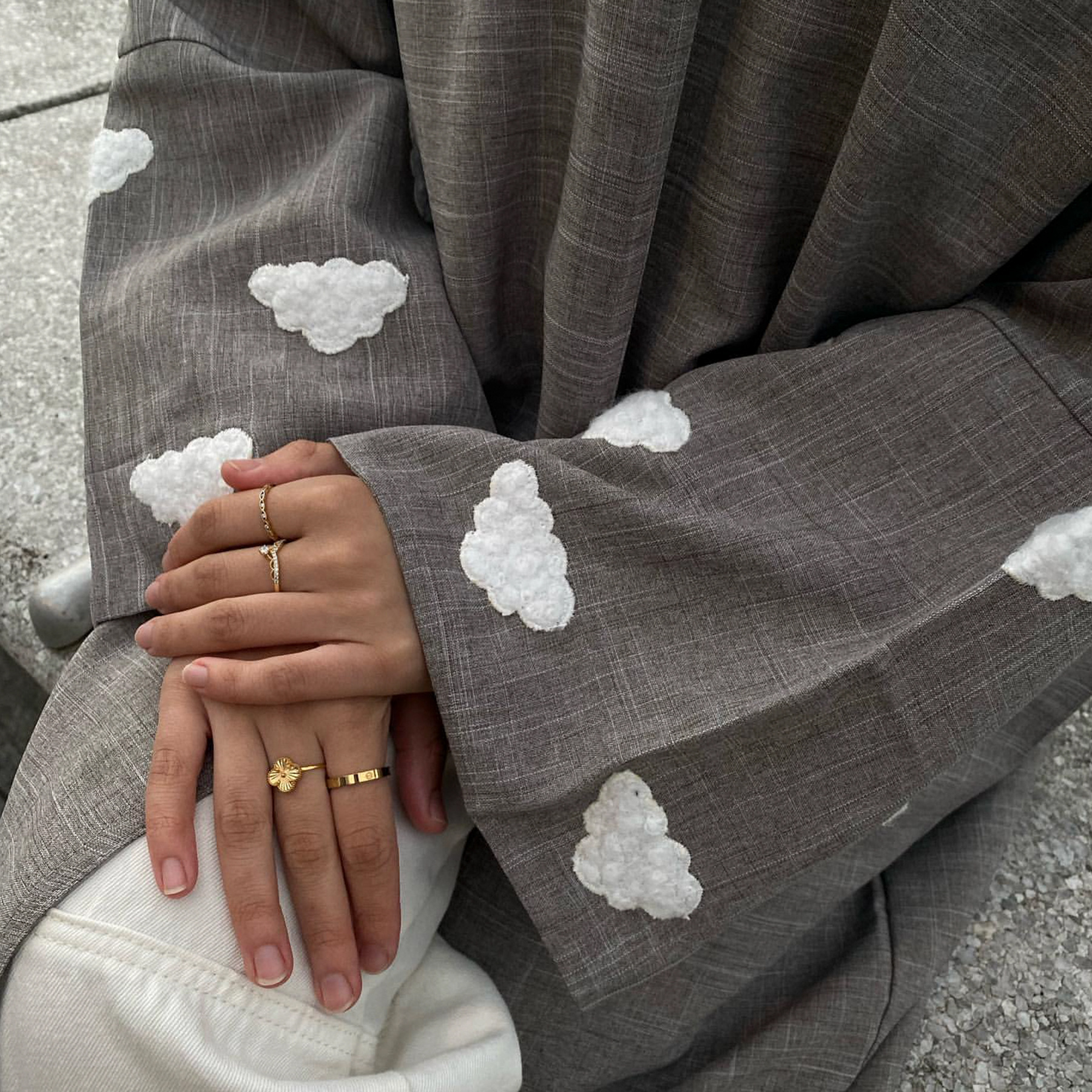 Title 13, DUBAI Turkse Elegante Cardigan Robe met Wolkenb...