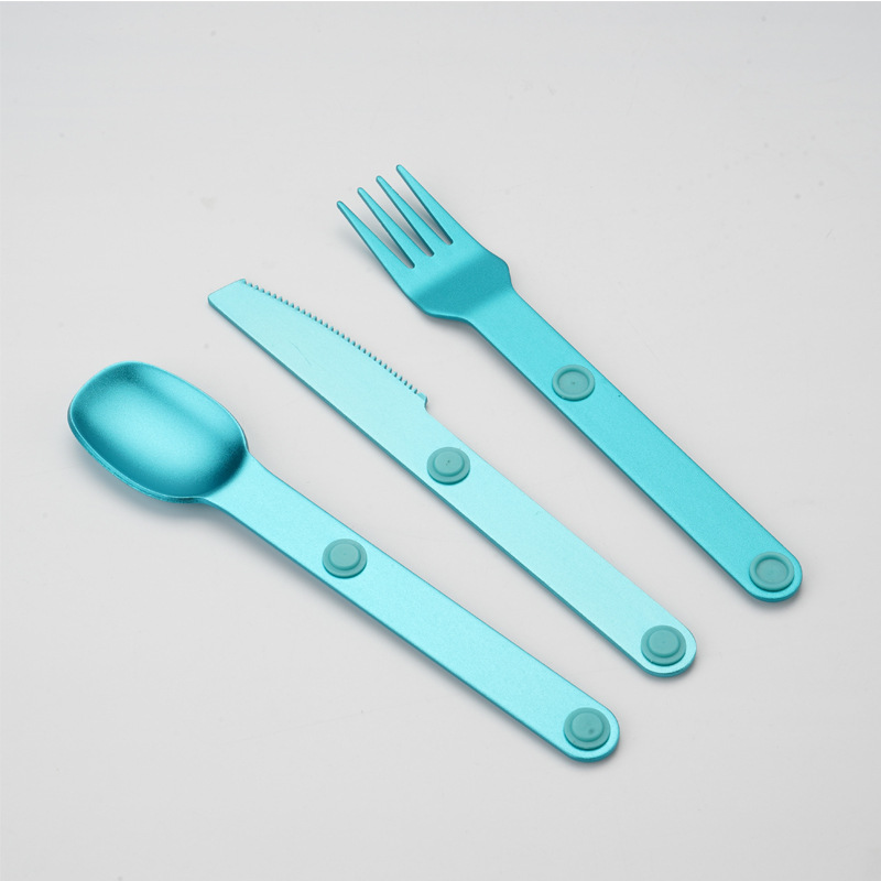 Household Outdoor Magnetic Aluminum Alloy Knife, Fork And Spoon Three-piece Set Combination