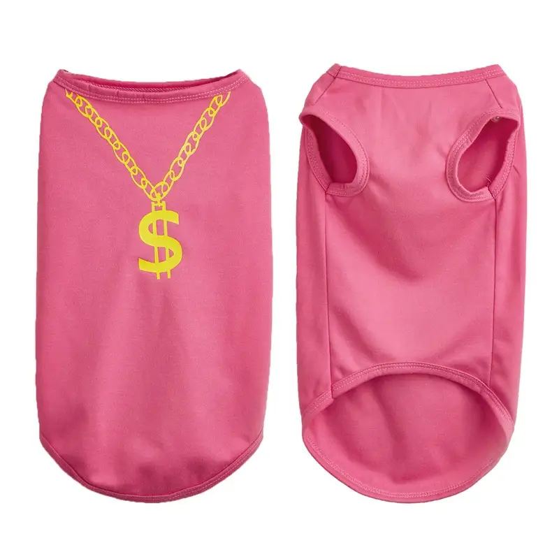 Casual Dog Vest with Gold Chain Print for Summer