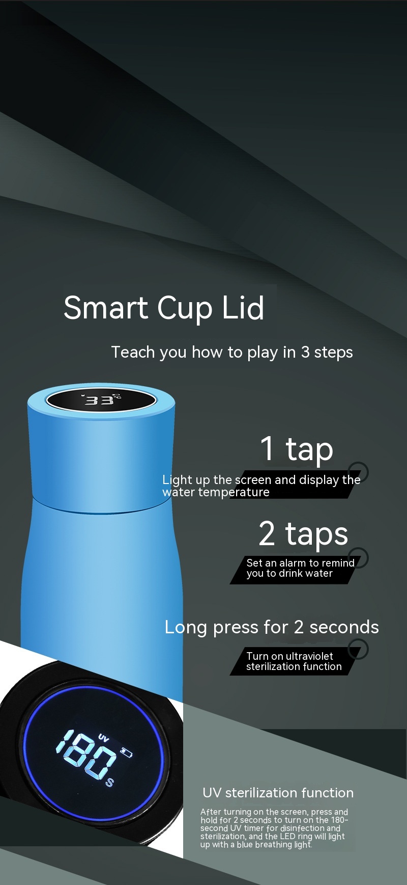 Intelligent Display Temperature Sterilization Vacuum Cup Stainless Steel