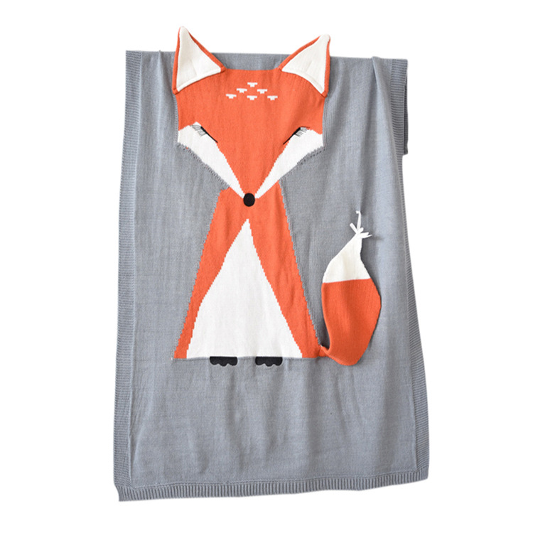 2401230811540325800 - Fox Knitted Blanket Three-dimensional Children's Blanket Children