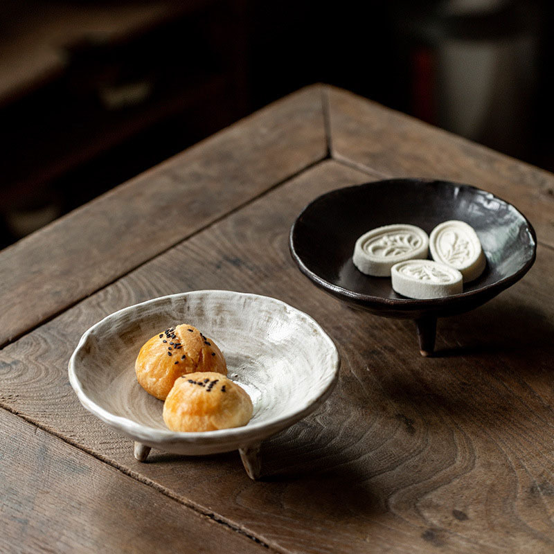 Title 1, Stoneware Three Legged Food Plate Antique Fruit...