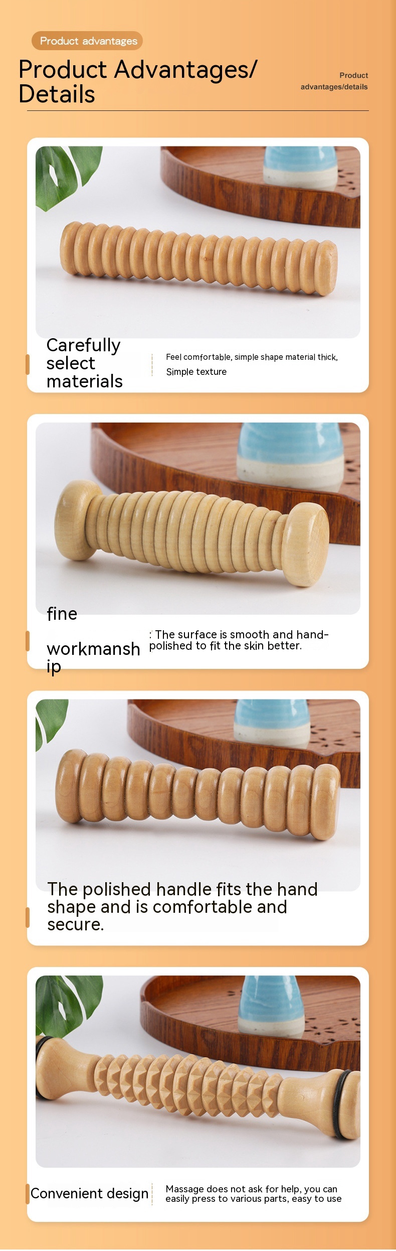 Wood Stick Abdominal Leg Fitness Yoga Roller 13