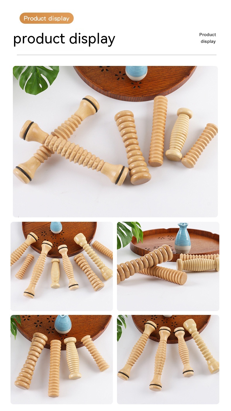 Wood Stick Abdominal Leg Fitness Yoga Roller 14