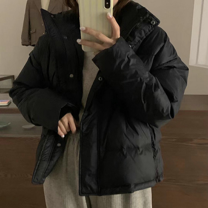 Cream Color Pinghu Down Jacket Short Autumn And Winter