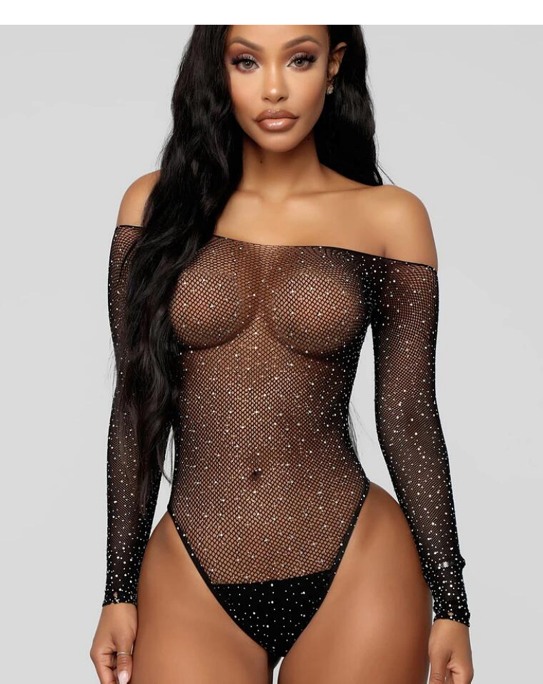 Title 5, Body de lingerie feminino com strass e tule, bi...