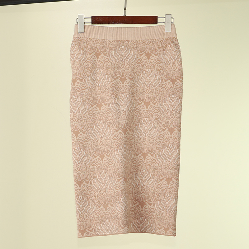 Vintage Knitting Skirt Hip-wrapped Straight Skirt Wool Knitting