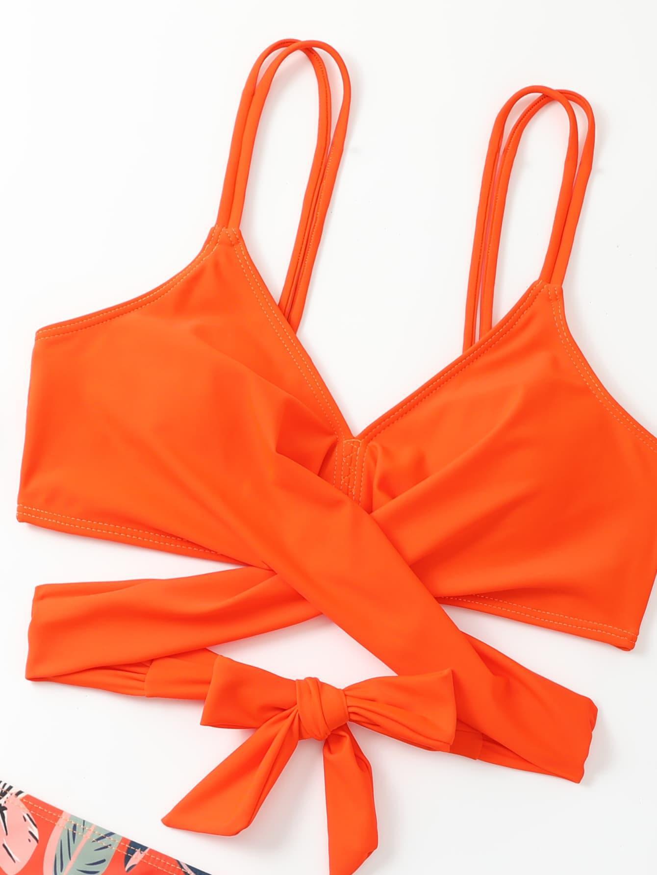 Women's Backless Print High Waist Three-piece Suit Swimsuit