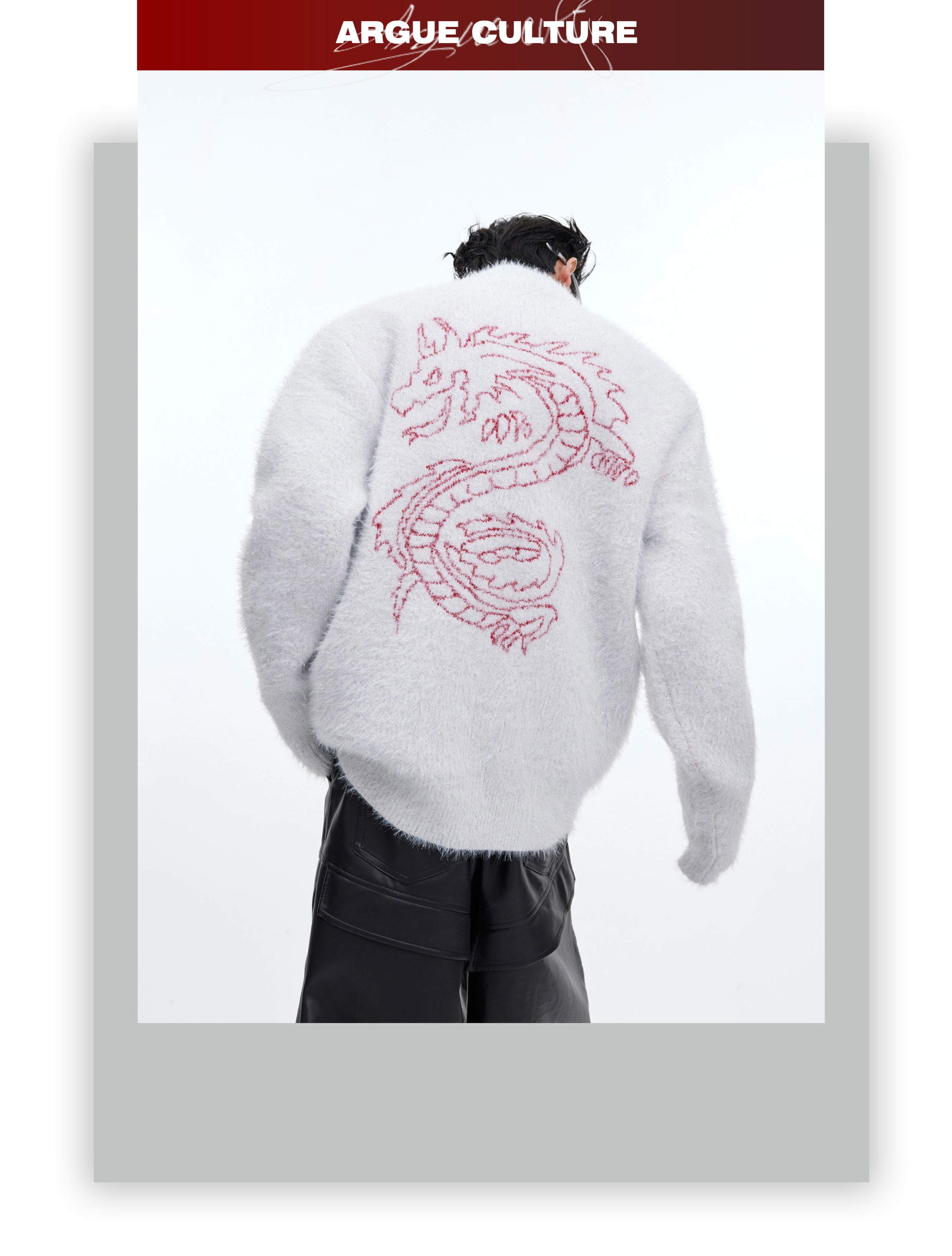 Niche Heavy Thin And Glittering Plush Design Dragon Year Sweater