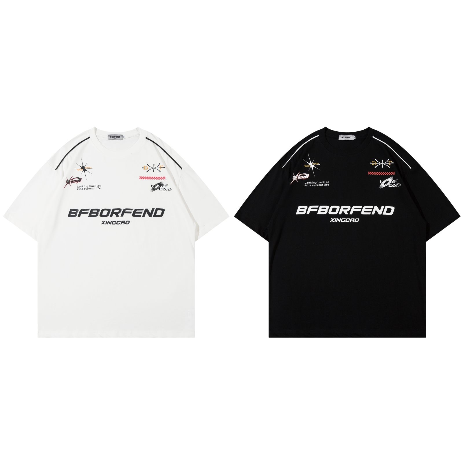 Cotton Ins Retro Short Sleeve T-shirt Men's Summer European And American Hip-hop Fashion Printed Top