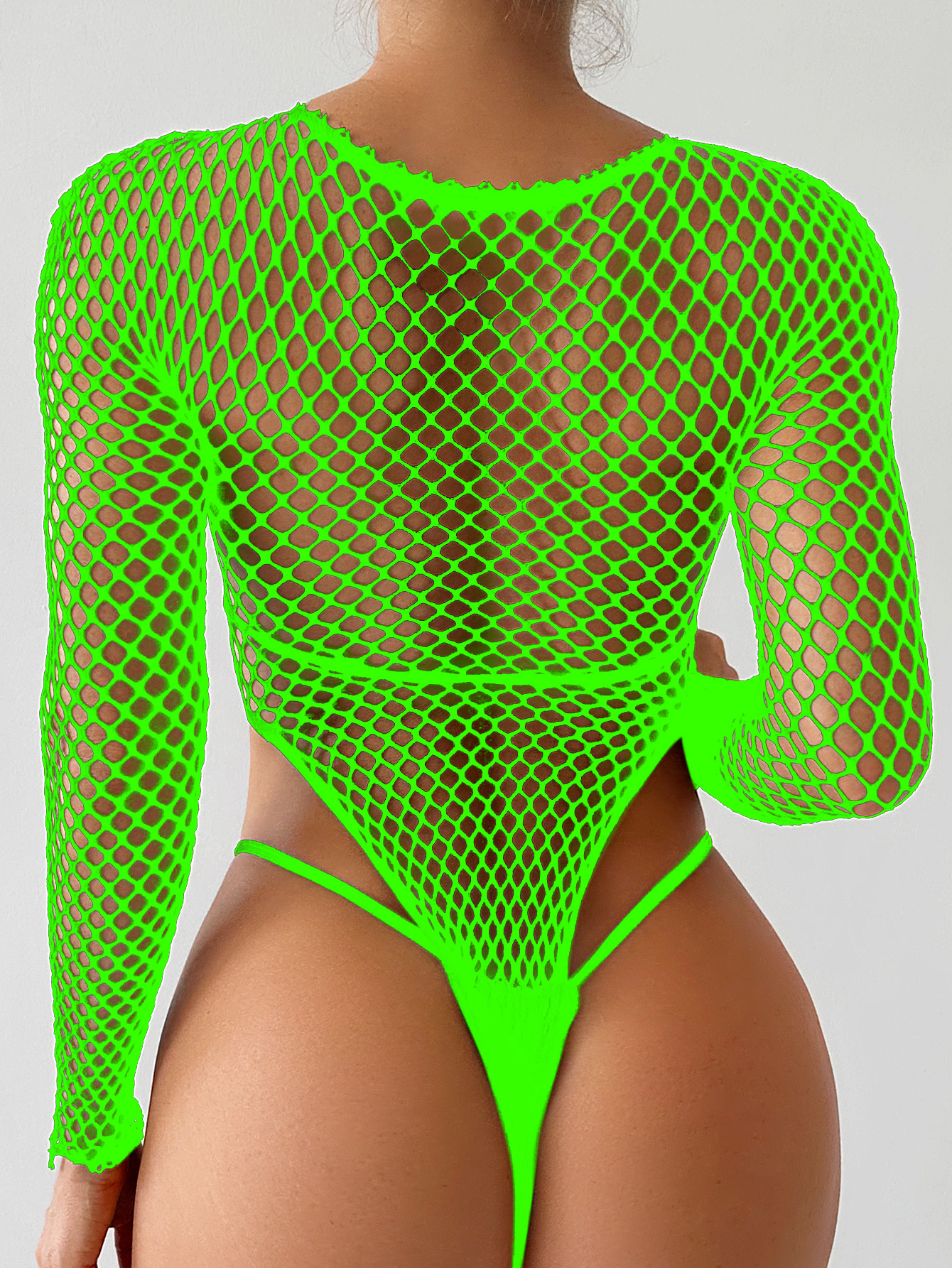 Title 14, Tube Top Bikini Jumpsuit Long Sleeve Fishnet Cl...