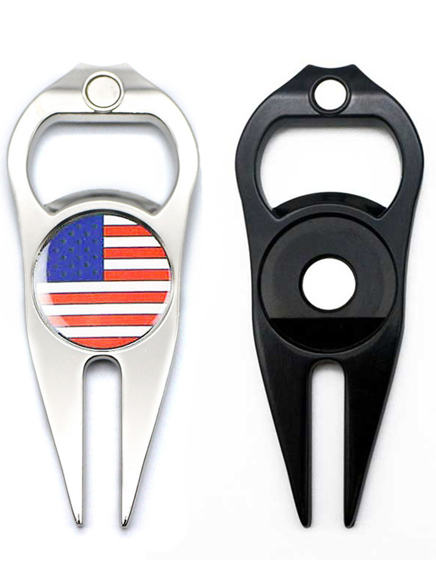 Golf Putting Green Fork Metal Ball Yoke Bottle Opener Ball Marking Turf Tool Gift Black Green — foto 13