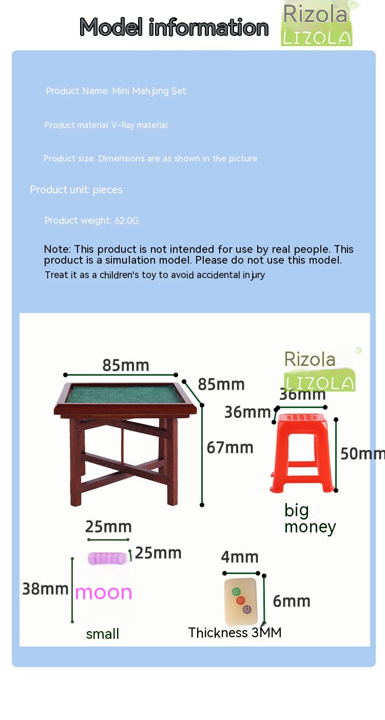 Title 11, Miniatura Candy Toy Mahjong Mesa Silla Mini Mod...