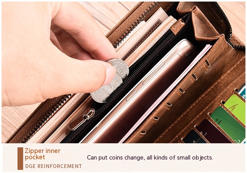 Multifunctional Men's Long Zip Wallet - Image 3