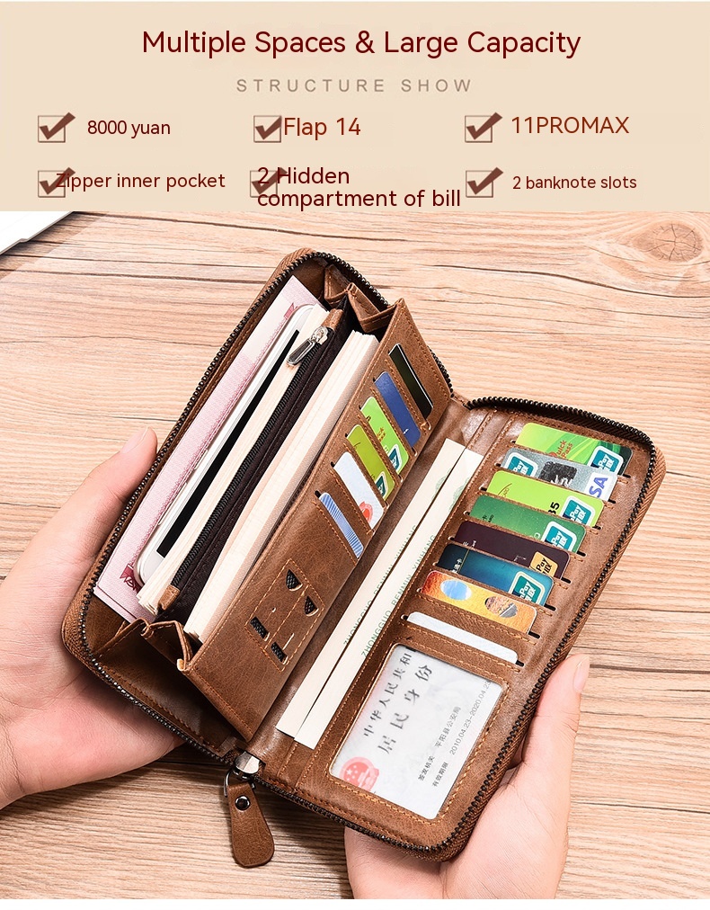 Multifunctional Men's Long Zip Wallet - Image 17