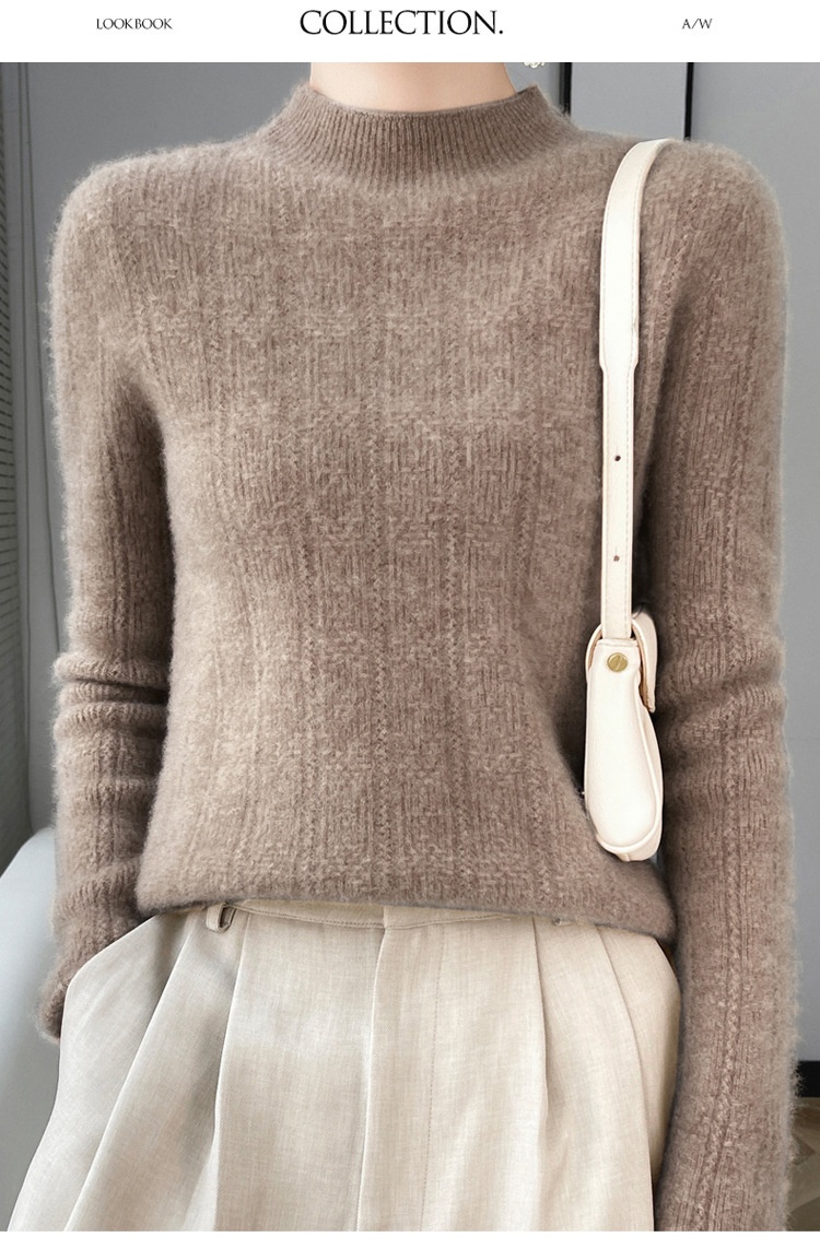 Pure Wool Turtleneck Sweater Seamless Simple