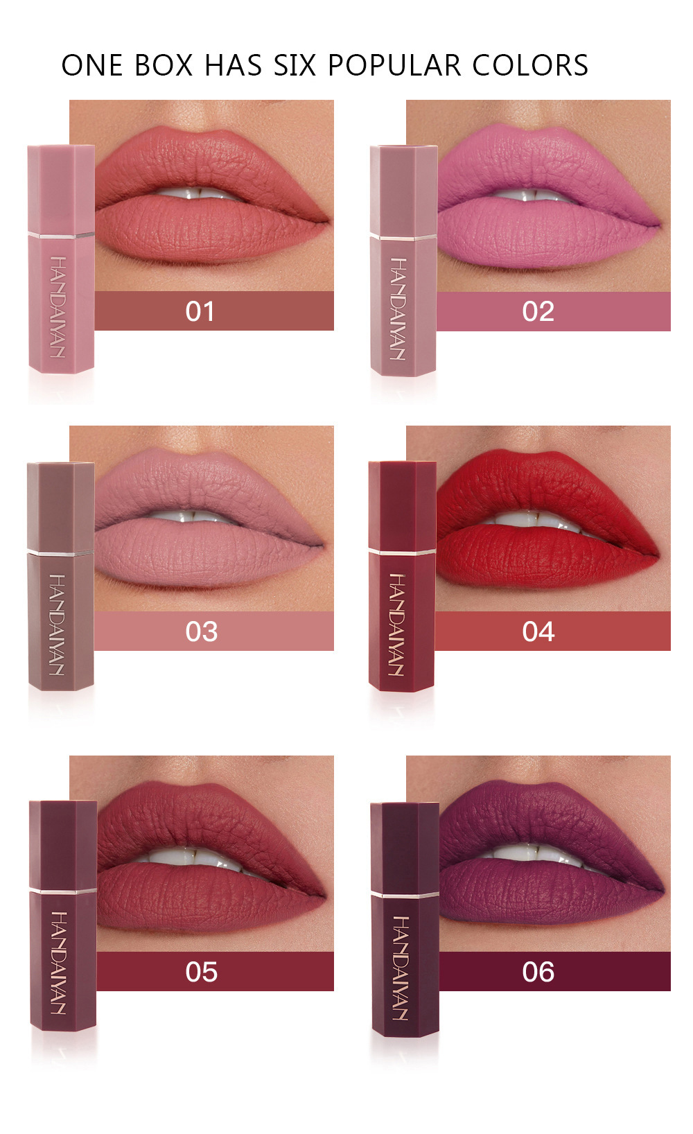 Title 4, Labial mate nude impermeable de 6 colores, dura...