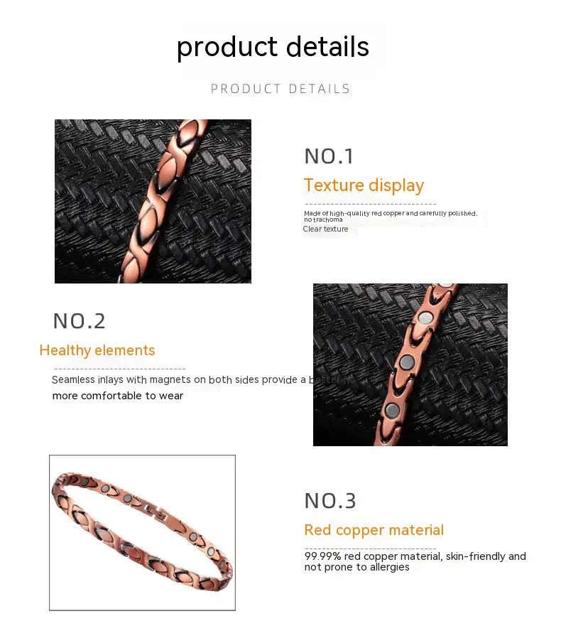 Red Copper Pure Copper Instep Chain Magnet Red Copper Anklet