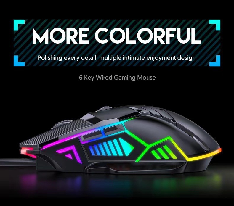 Wired Mouse 6D Colorful Dazzling E-sports Games Office Mute Luminous Mouse — foto 6