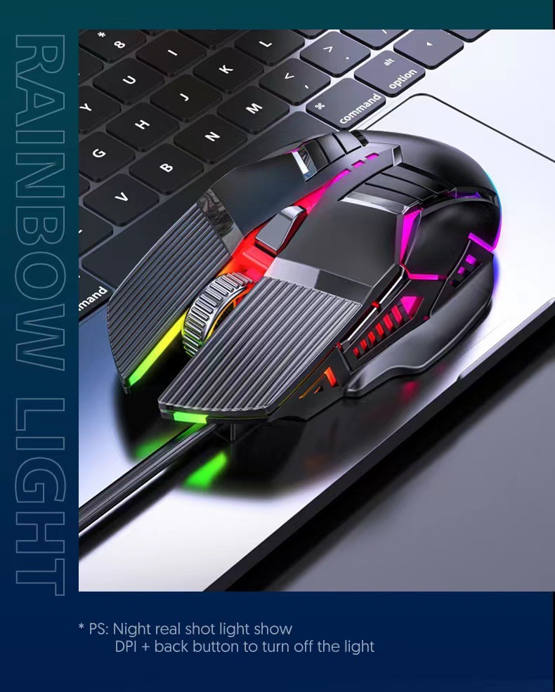 Wired Mouse 6D Colorful Dazzling E-sports Games Office Mute Luminous Mouse — foto 21