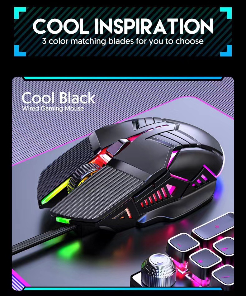 Wired Mouse 6D Colorful Dazzling E-sports Games Office Mute Luminous Mouse — foto 18