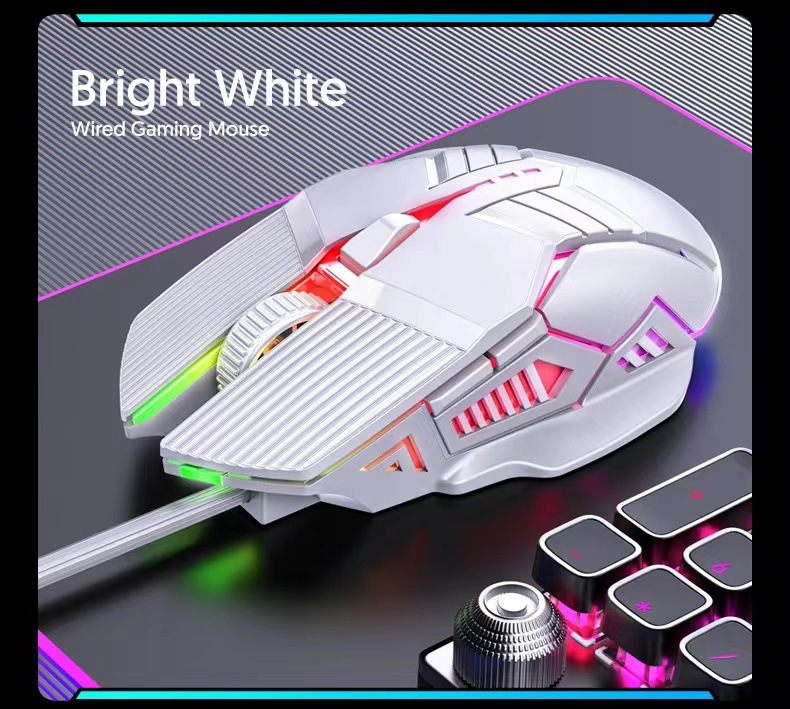 Wired Mouse 6D Colorful Dazzling E-sports Games Office Mute Luminous Mouse — foto 22
