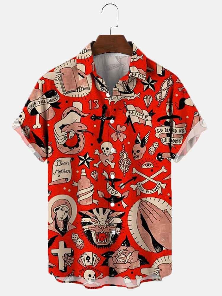 Title 13, Camisa masculina casual de verão com estampa 3D...