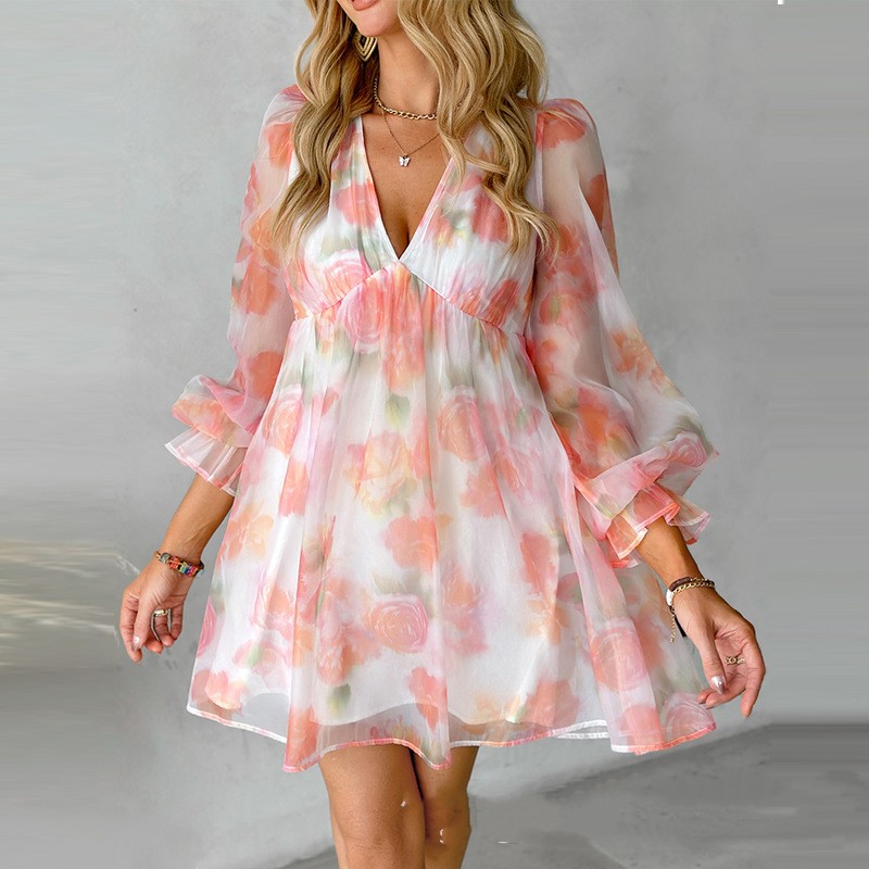 V-Neck Printed Day Dress, picture 5 of 8