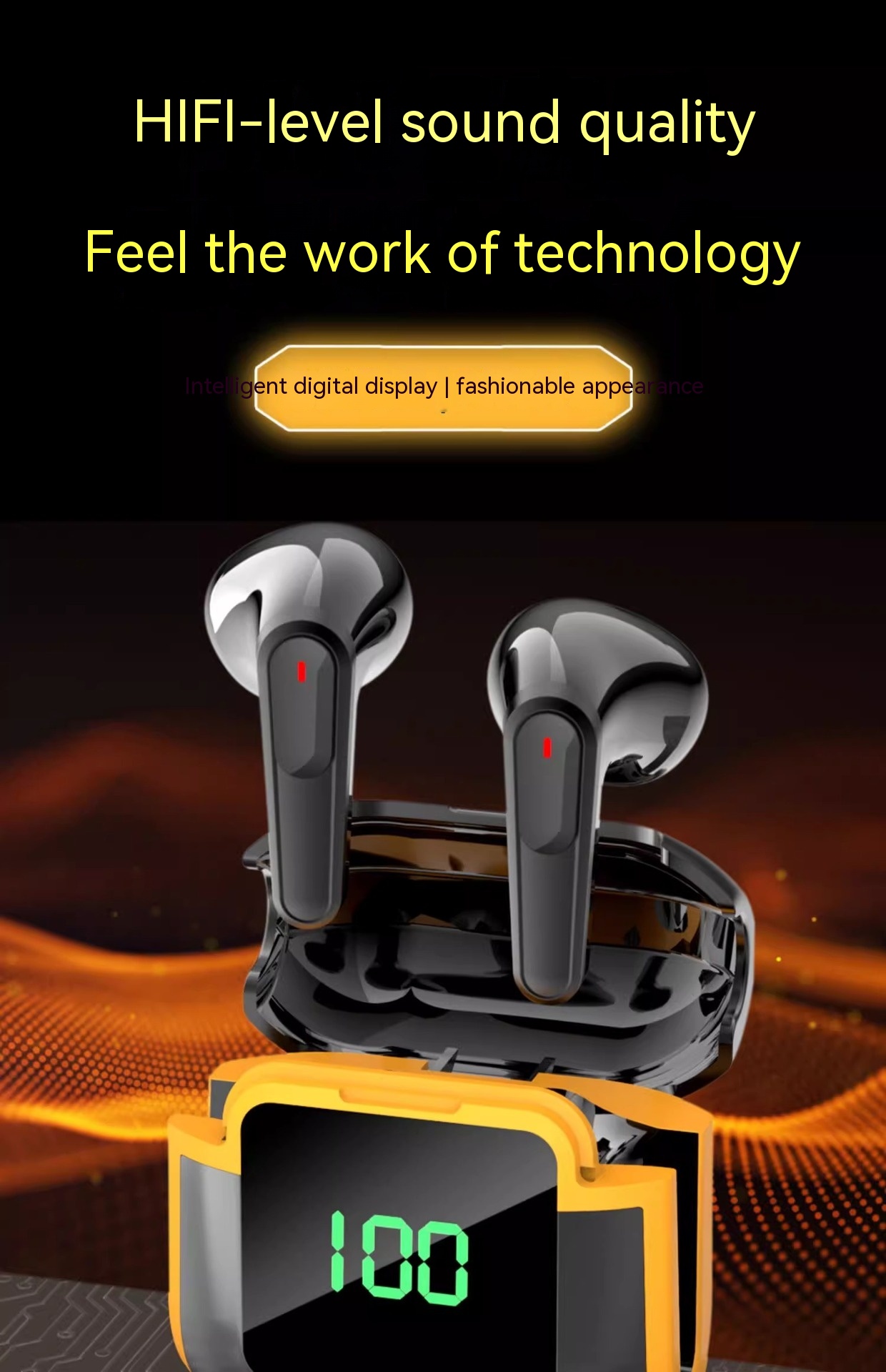 Wireless Binaural New Smart Digital Display Noise-reduction Bluetooth Headset