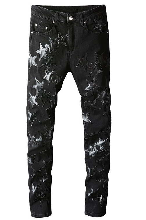 Title 9, Moda Masculina Stretch Star Patch Jeans Rasgado