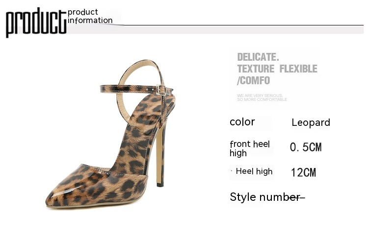 Stiletto Leopard Print Shallow Mouth European And American Plus Size Pointed Women's High Heels - Image 14