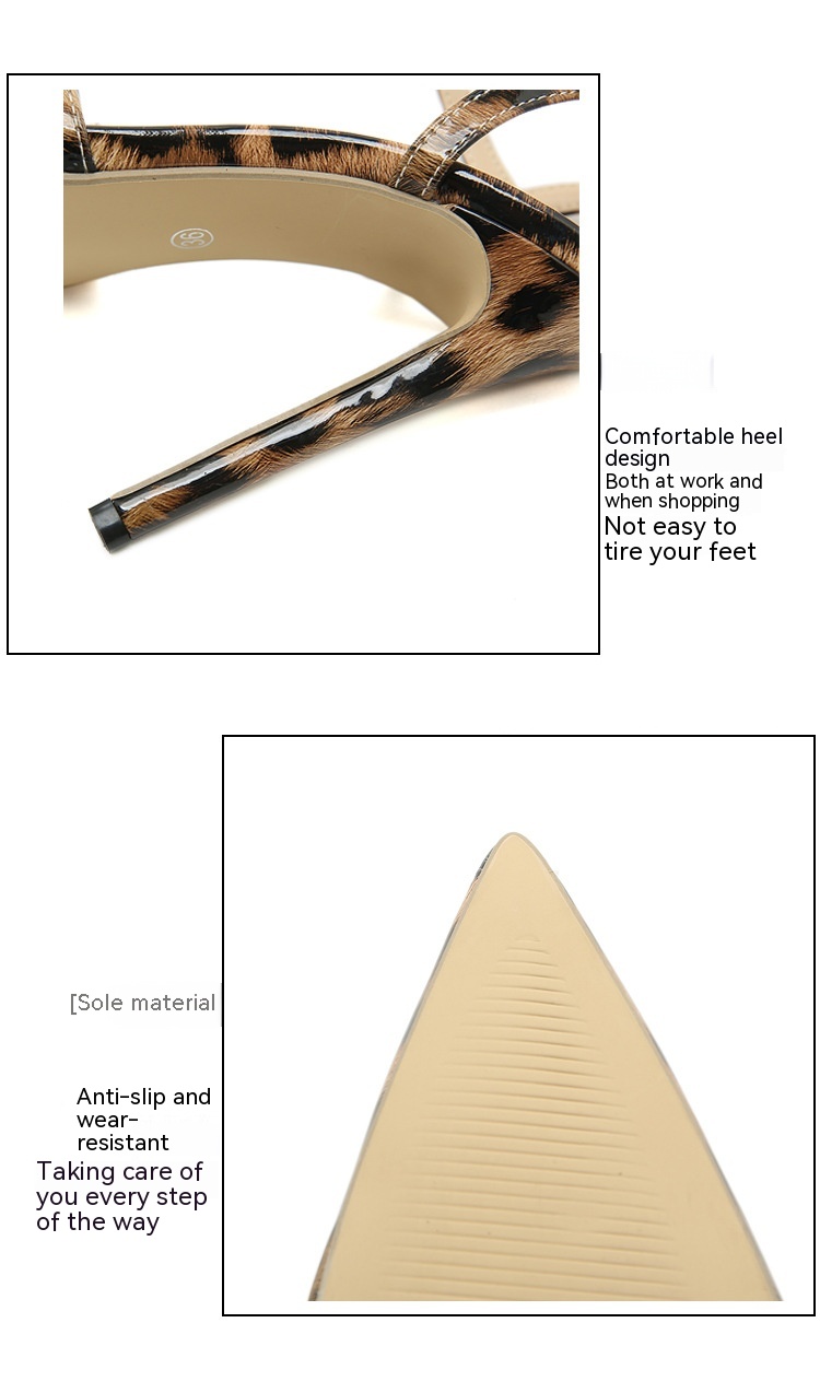 Stiletto Leopard Print Shallow Mouth European And American Plus Size Pointed Women's High Heels - Image 15