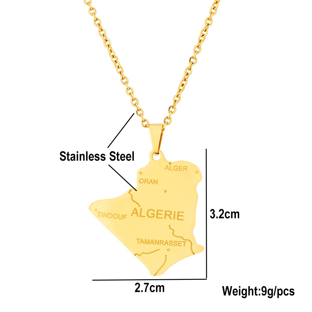 Stainless Steel Algeria Map Pendant Ethnic Style Couple Trend Ornament