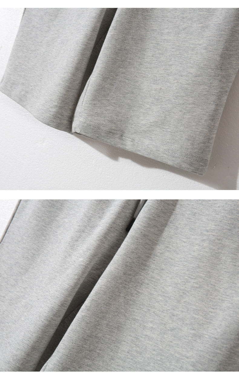 Sports Wide Leg Loose Casual Men's Combed Pure Color Cotton Shorts