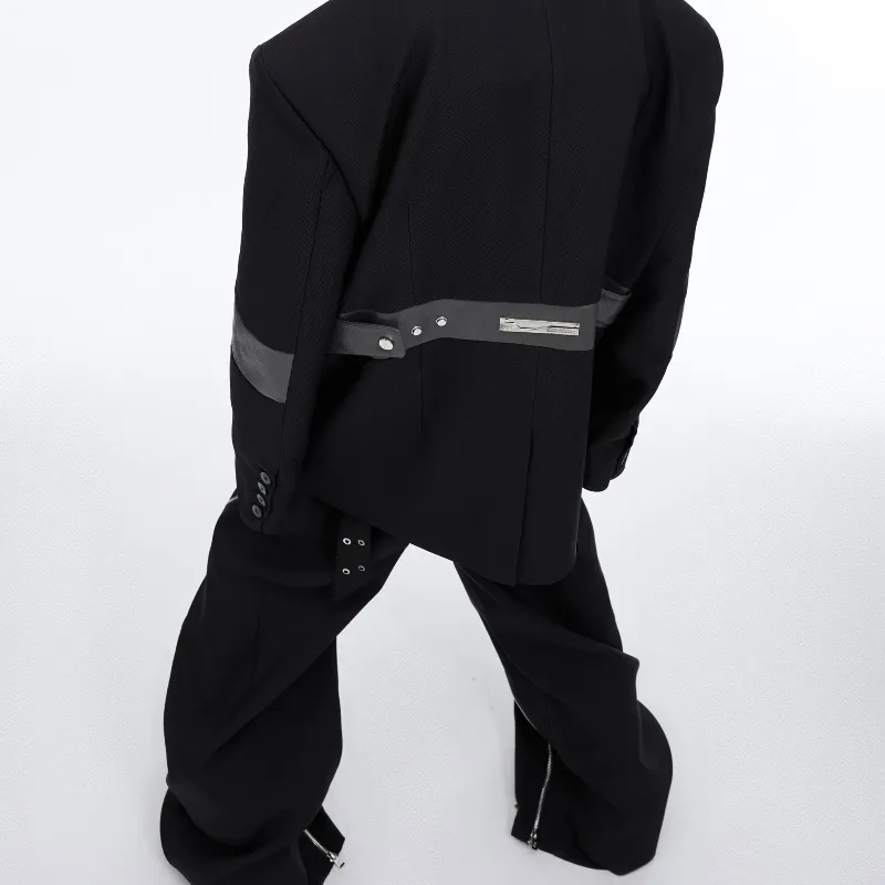 Niche Deconstruction Three-dimensional Stitching Padded Shoulder Suit Jacket