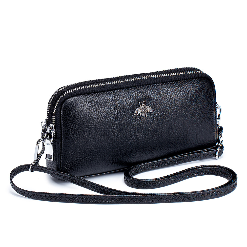 Genuine Leather Fashion Shoulder Double-layer Multifunctional Zipper Bag