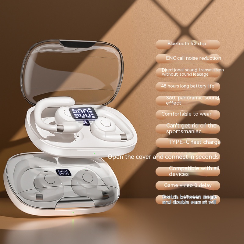 Non-entry Ear-mounted Sports Digital Display Noise Reduction Wireless Bluetooth Headset - Image 3