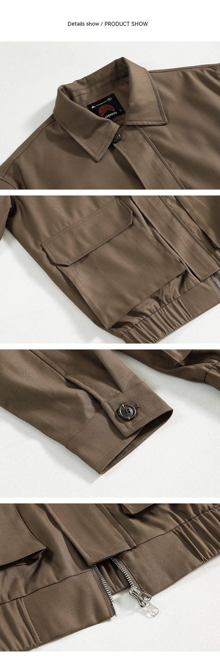 Men's Loose Retro Tooling Polo Collar Jacket